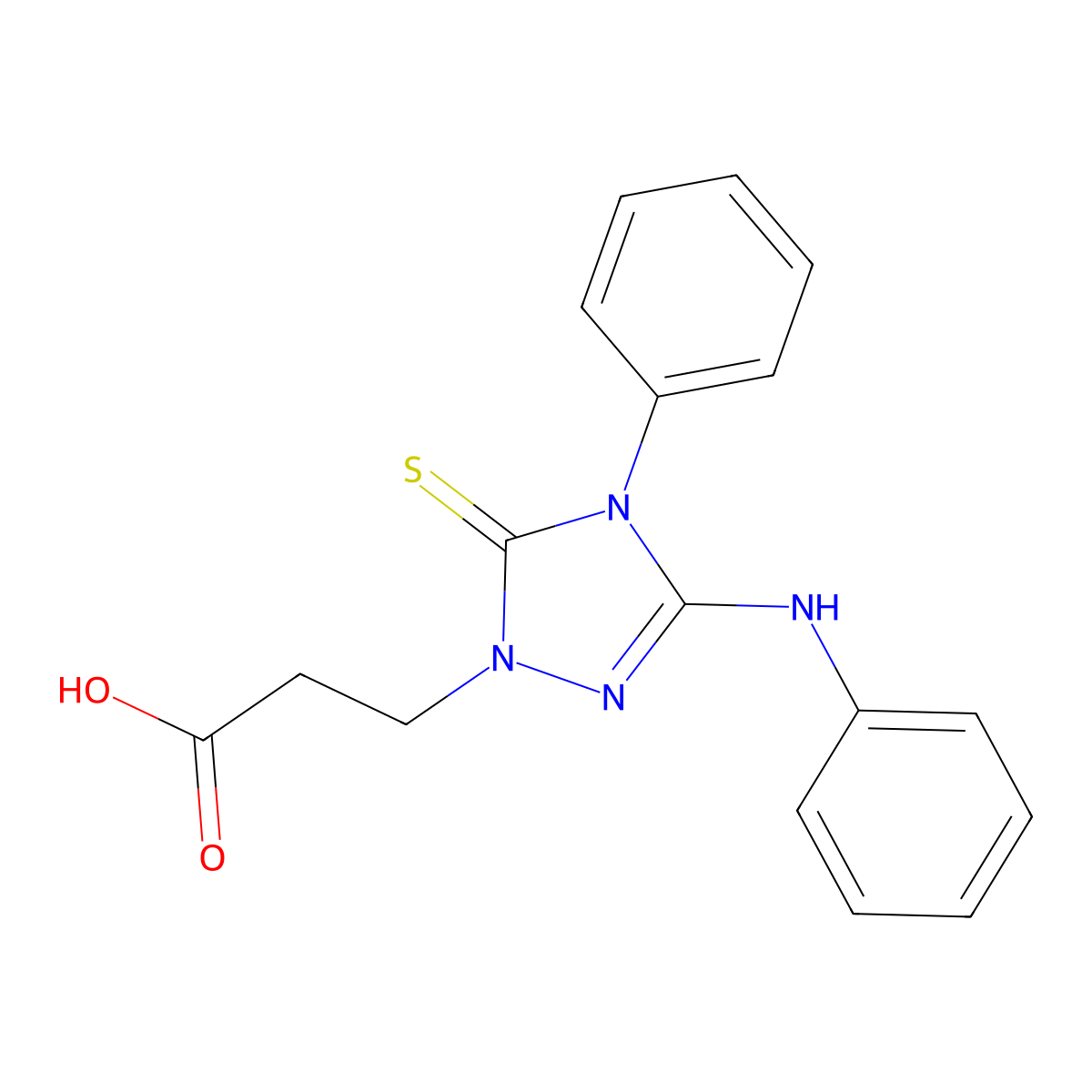3-(3-anilino-4-phenyl-5-thioxo-4,5-dihydro-1H-1,2,4-triazol-1-yl)propanoic acid molecular structure, CAS 296279-56-6