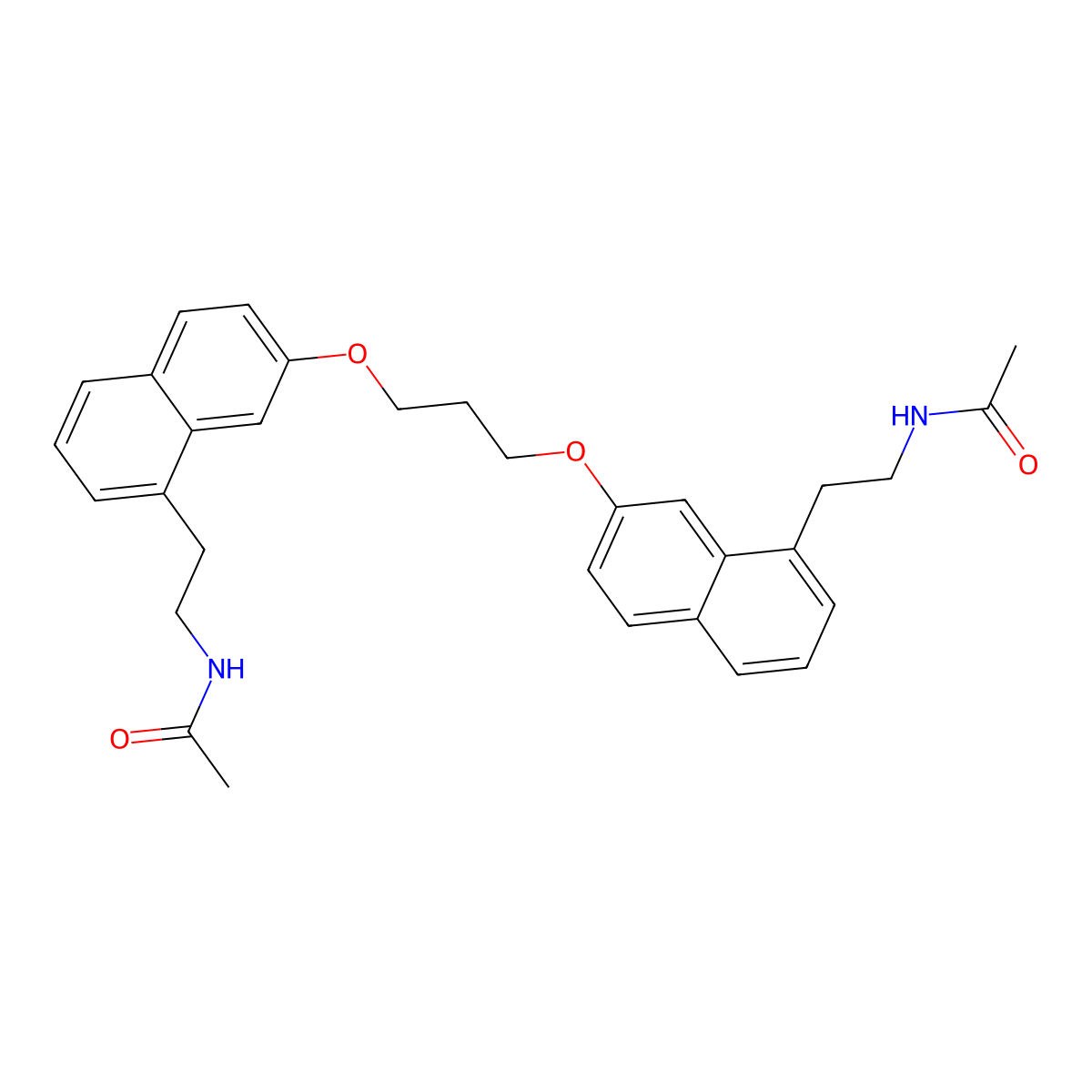 N-[2-[7-[3-[8-(2-acetamidoethyl)naphthalen-2-yl]oxypropoxy]naphthalen-1-yl]ethyl]acetamide molecular structure, CAS 296280-56-3