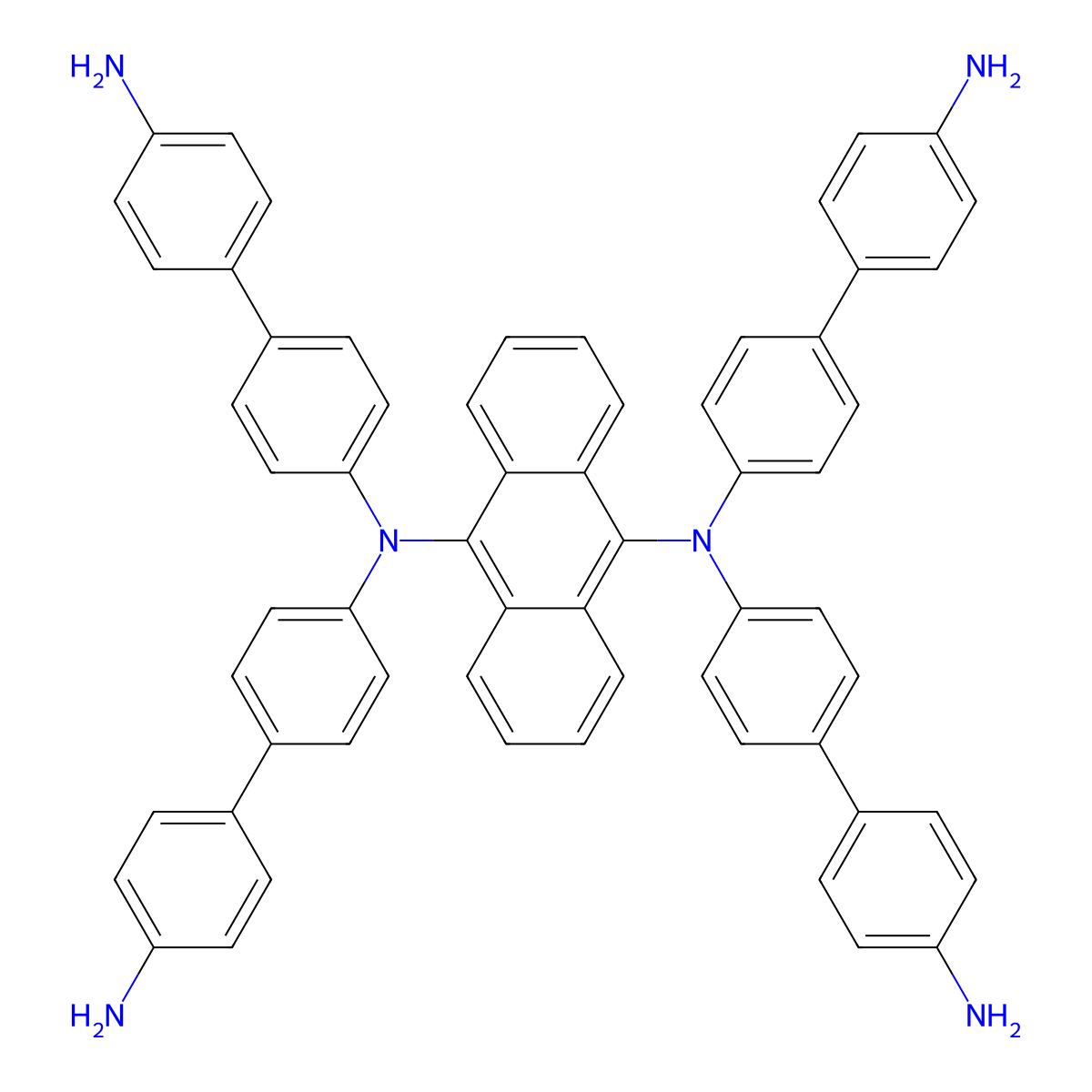 N4,N4'-(Anthracene-9,10-diyl)bis(N4-(4'-amino-[1,1'-biphenyl]-4-YL)-[1,1'-biphenyl]-4,4'-diamine) molecular structure, CAS 2962812-23-1