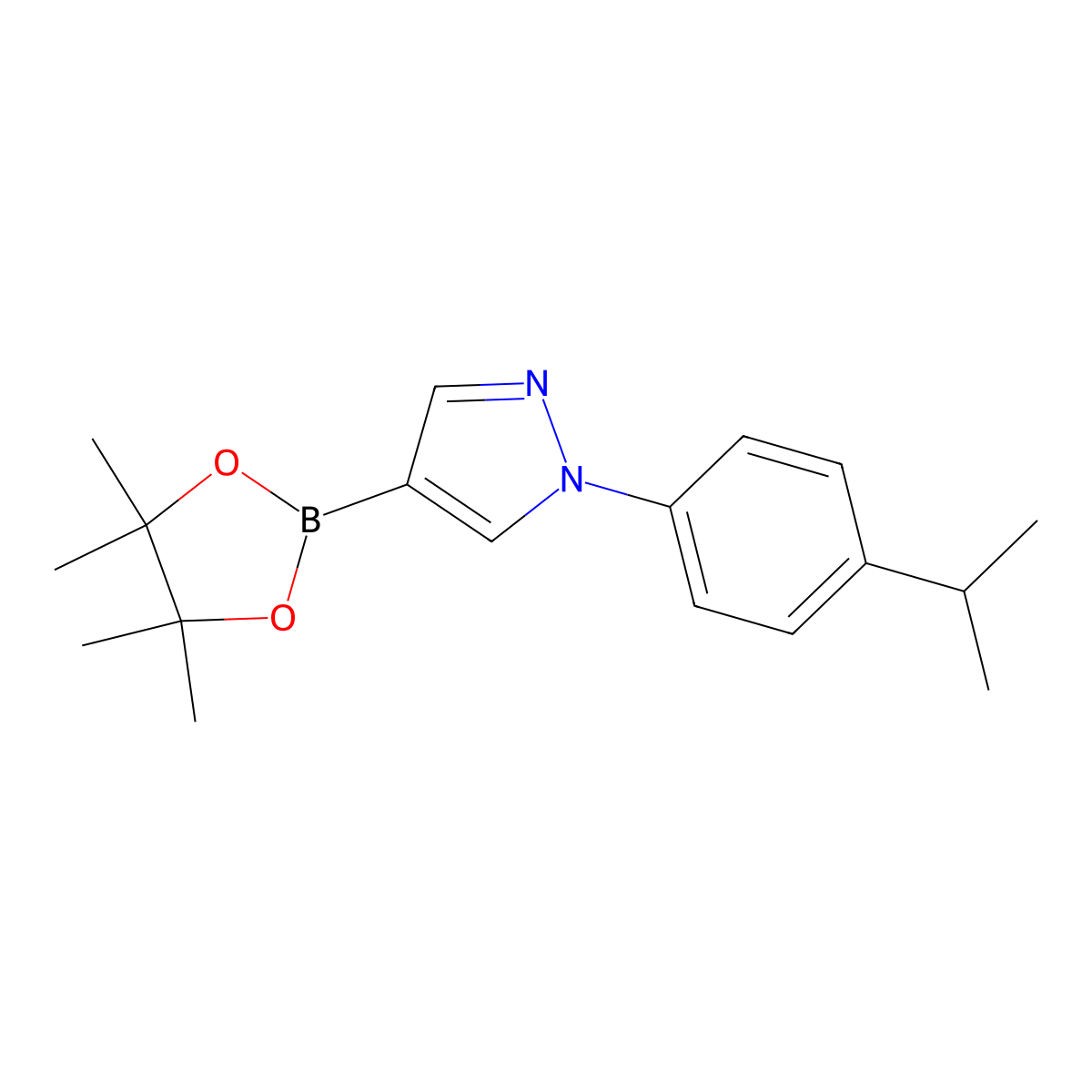 1-(4-Isopropylphenyl)-4-(4,4,5,5-tetramethyl-1,3,2-dioxaborolan-2-YL)-1H-pyrazole molecular structure, CAS 2962965-81-5