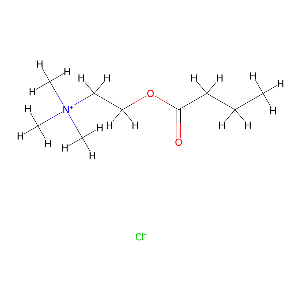 Butyrylcholine chloride molecular structure, CAS 2963-78-2