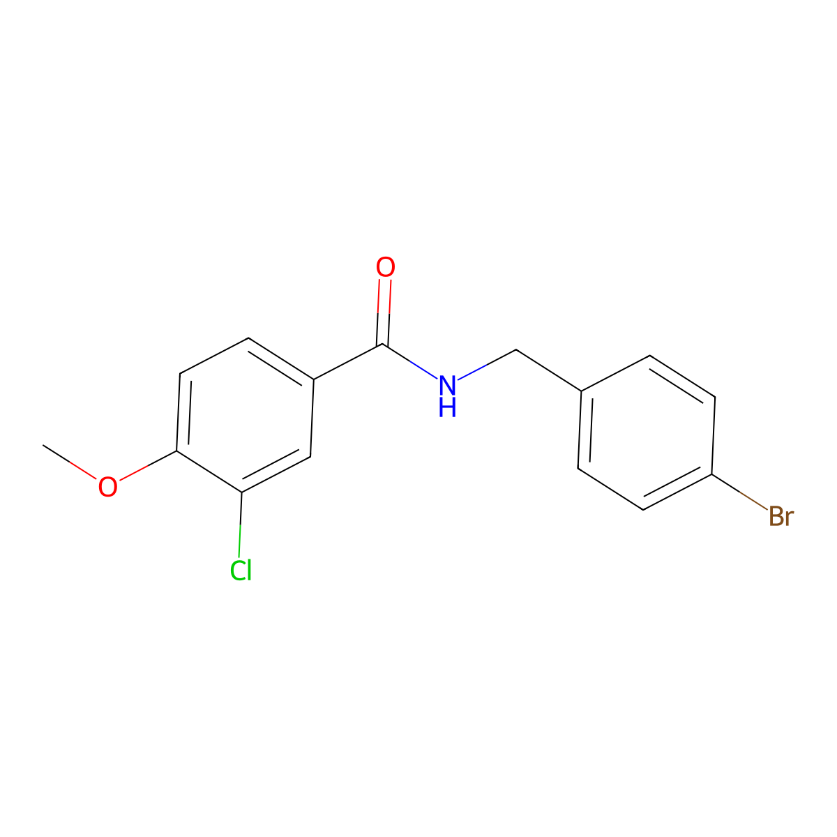 Benzamide, N-[(4-bromophenyl)methyl]-3-chloro-4-methoxy- molecular structure, CAS 2963058-29-7