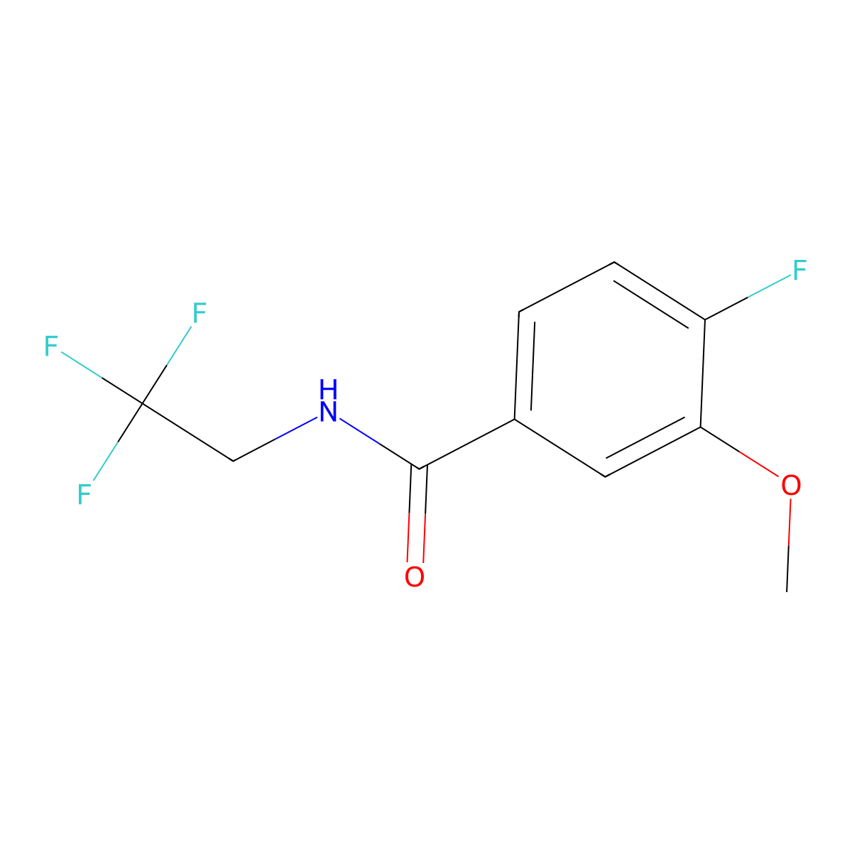 Benzamide, 4-fluoro-3-methoxy-N-(2,2,2-trifluoroethyl)- molecular structure, CAS 2963164-02-3