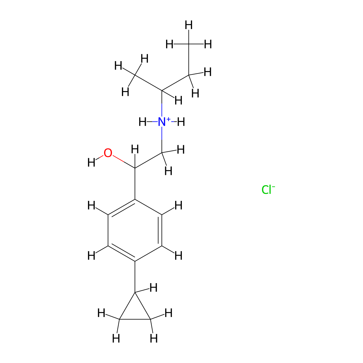 Benzyl alcohol, alpha-((sec-butylamino)methyl)-p-cyclopropyl-, hydrochloride molecular structure, CAS 29632-42-6