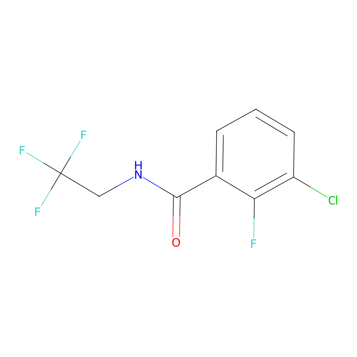 3-chloro-2-fluoro-N-(2,2,2-trifluoroethyl)benzamide molecular structure, CAS 2963218-95-1