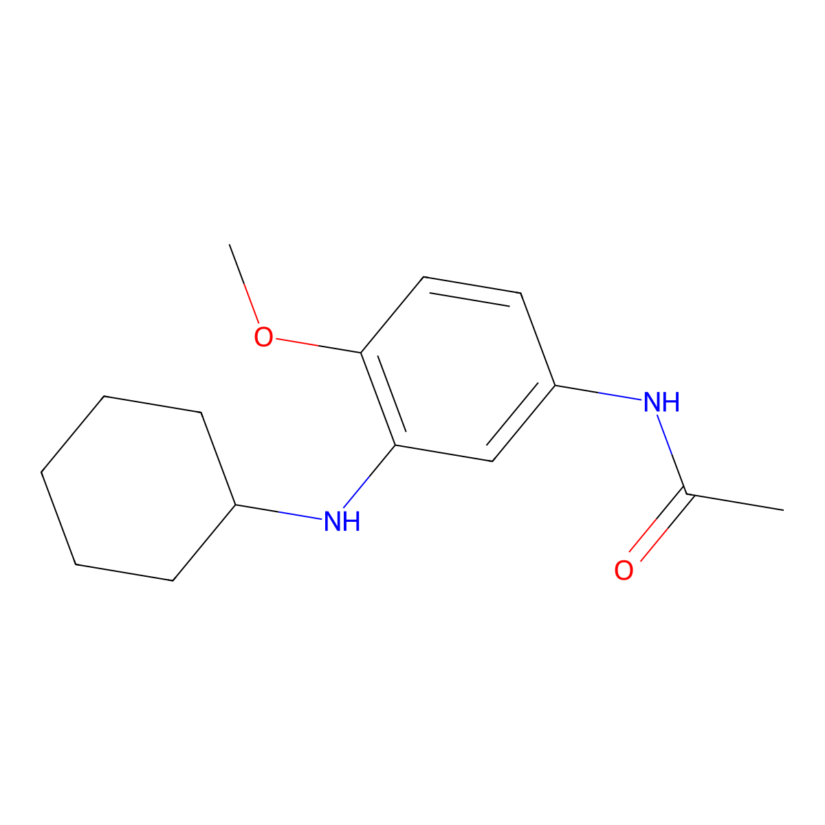 Acetamide, N-(3-(cyclohexylamino)-4-methoxyphenyl)- molecular structure, CAS 29633-64-5
