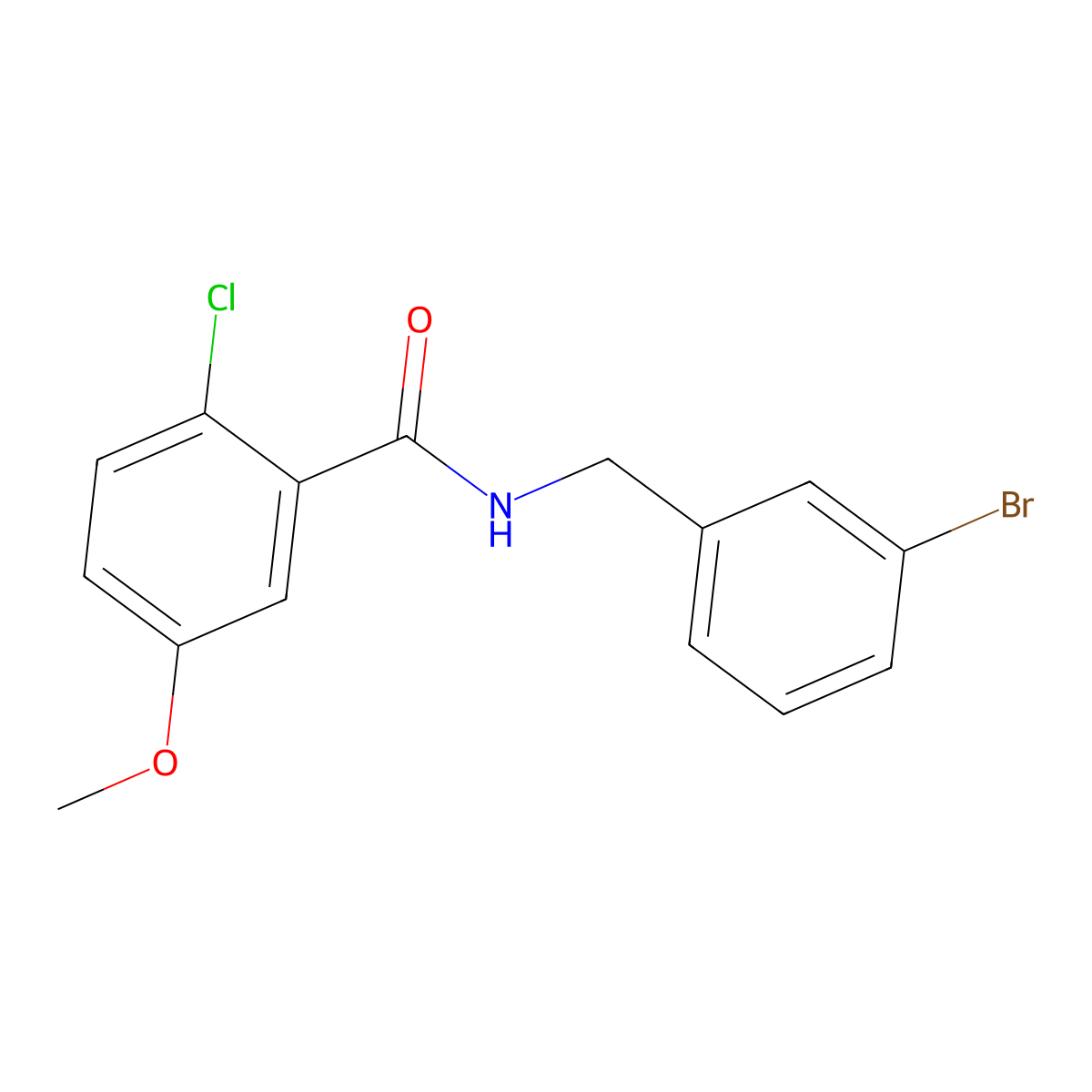 Benzamide, N-[(3-bromophenyl)methyl]-2-chloro-5-methoxy- molecular structure, CAS 2963410-34-4