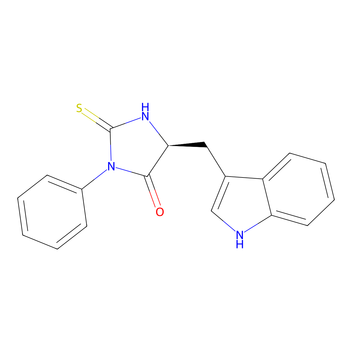 (5S)-5-[(1H-indol-3-yl)methyl]-3-phenyl-2-sulfanylideneimidazolidin-4-one molecular structure, CAS 29635-97-0