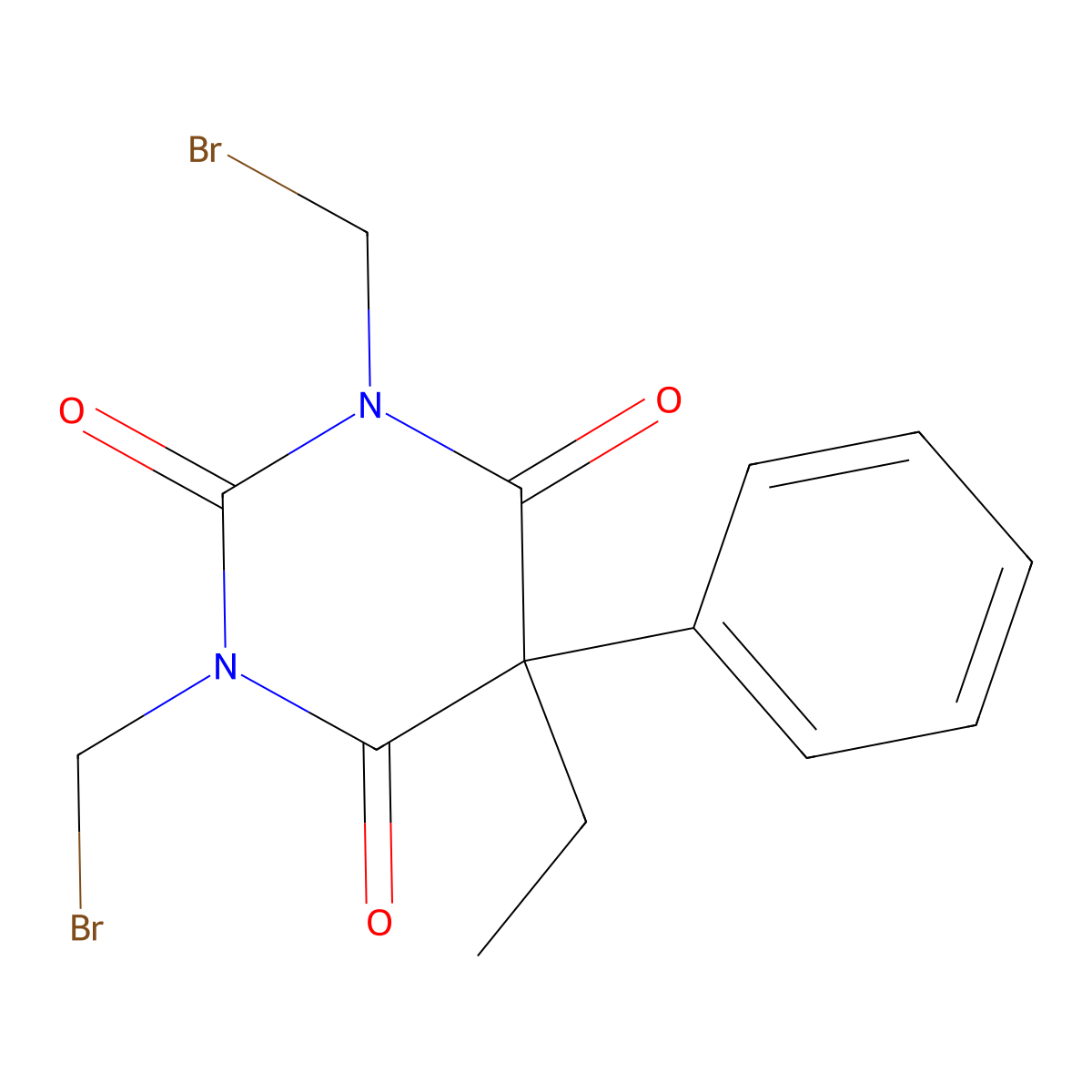 Barbituric acid, 1,3-bis(bromomethyl)-5-ethyl-5-phenyl- molecular structure, CAS 29636-73-5
