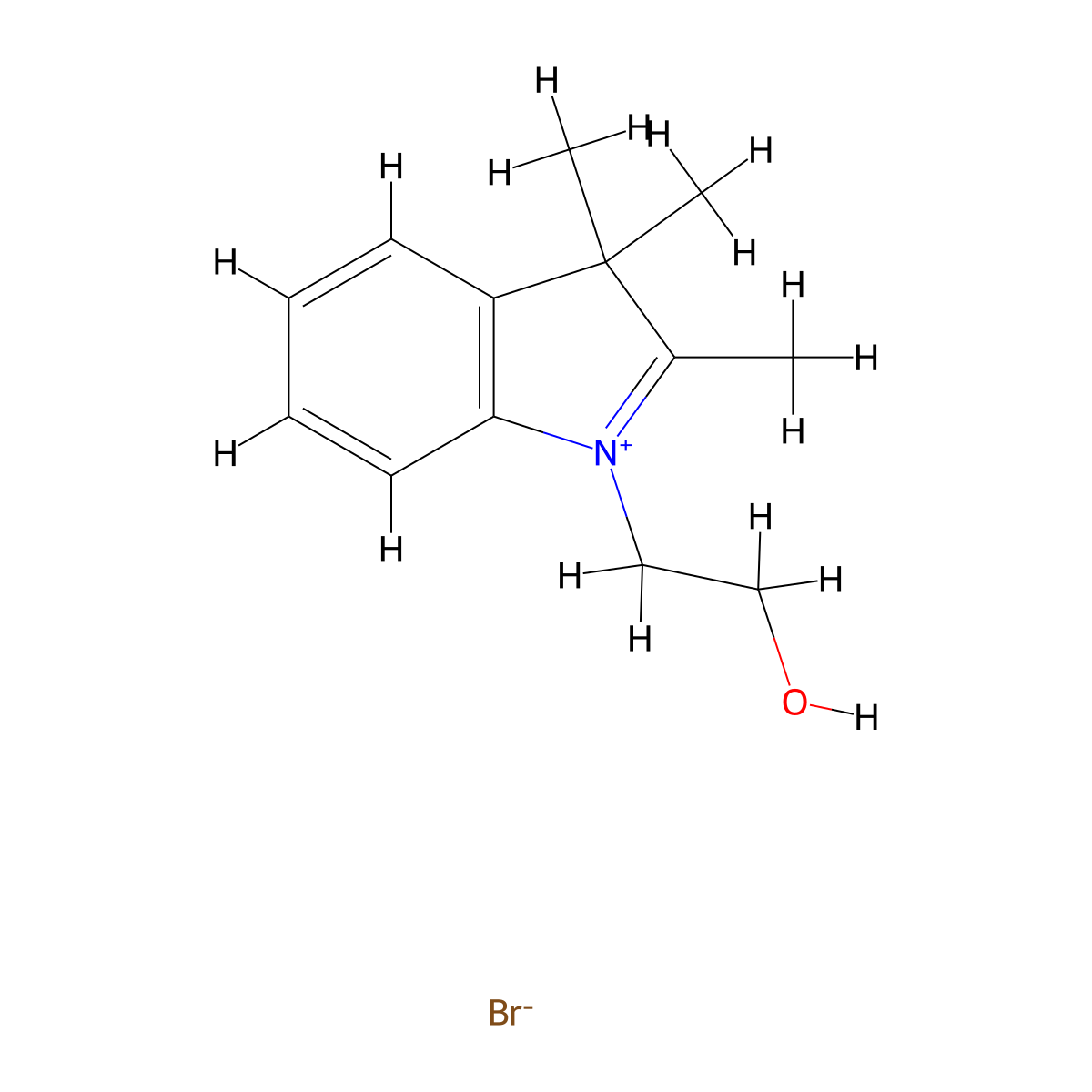 3H-Indolium, 1-(2-hydroxyethyl)-2,3,3-trimethyl-, bromide molecular structure, CAS 29636-94-0
