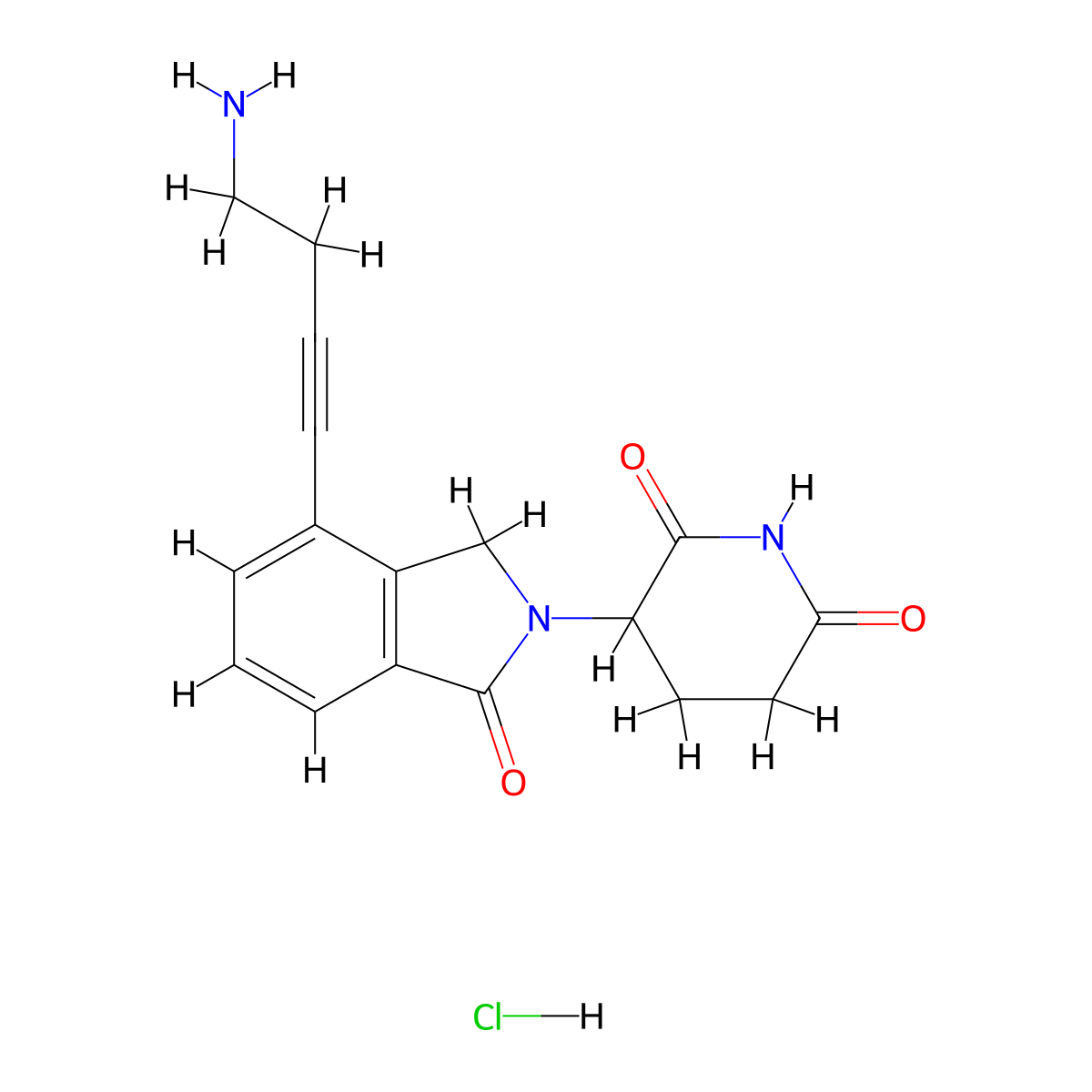 3-(4-(4-Aminobut-1-yn-1-yl)-1-oxoisoindolin-2-yl)piperidine-2,6-dione hydrochloride molecular structure, CAS 2963655-07-2