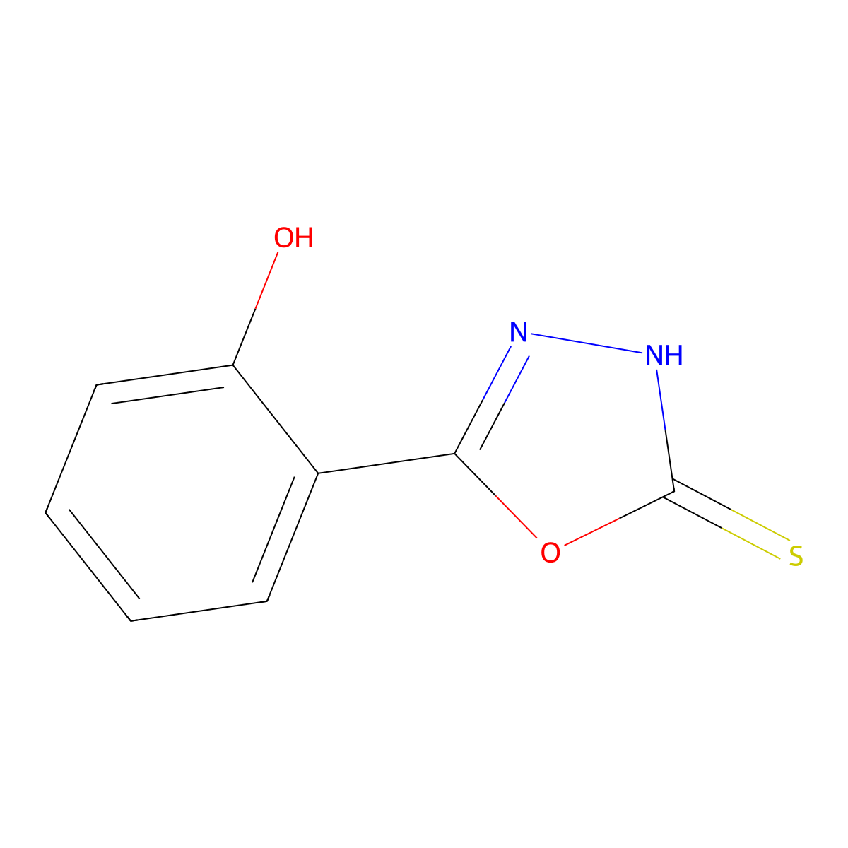 5-(2'-Hydroxyphenyl)-2,3-dihydro-1,3,4-oxadiazole-2-thione (2) molecular structure, CAS 29638-33-3