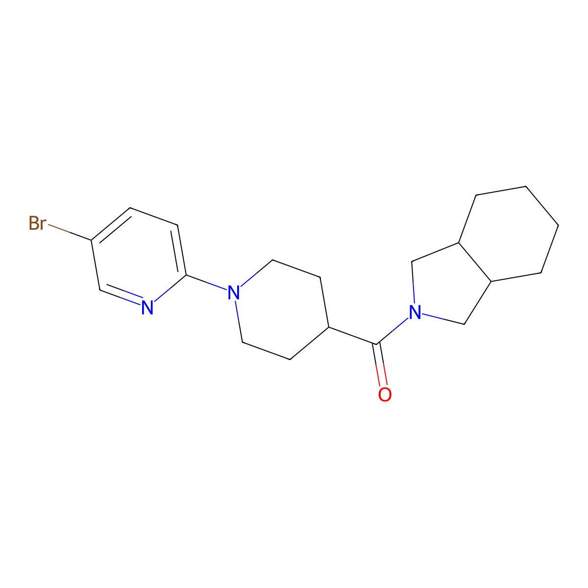 2-[1-(5-bromopyridin-2-yl)piperidine-4-carbonyl]-octahydro-1H-isoindole molecular structure, CAS 2963844-17-7