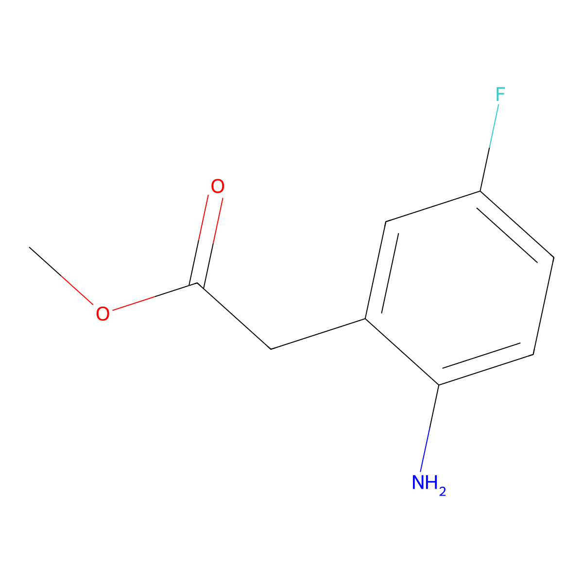 Methyl 2-(2-amino-5-fluorophenyl)acetate molecular structure, CAS 29641-00-7