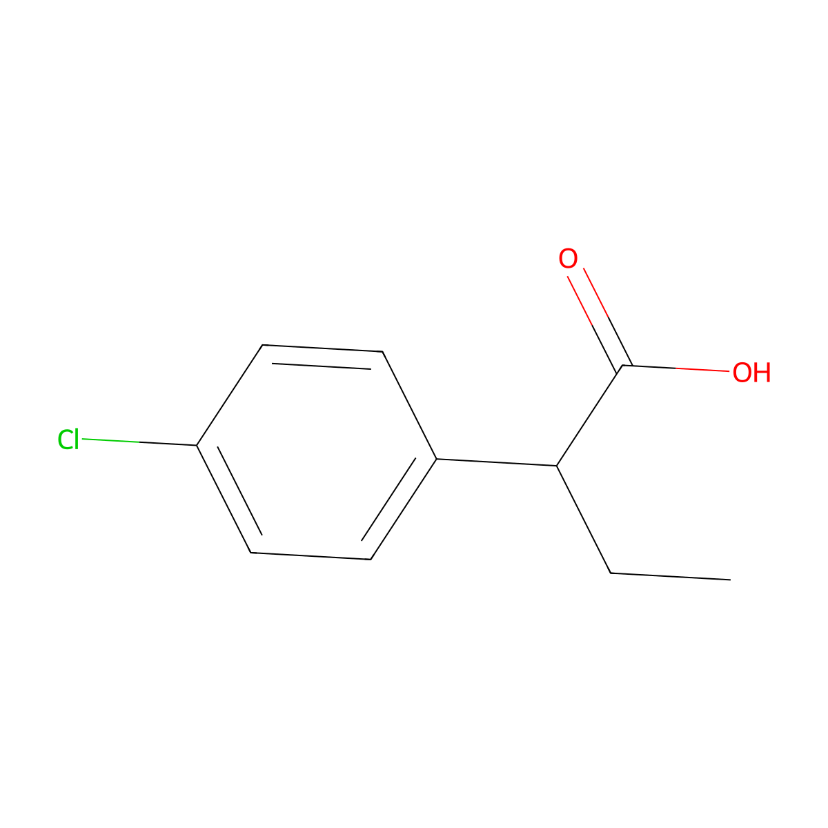 2-(4-Chlorophenyl)butanoic acid molecular structure, CAS 29645-00-9