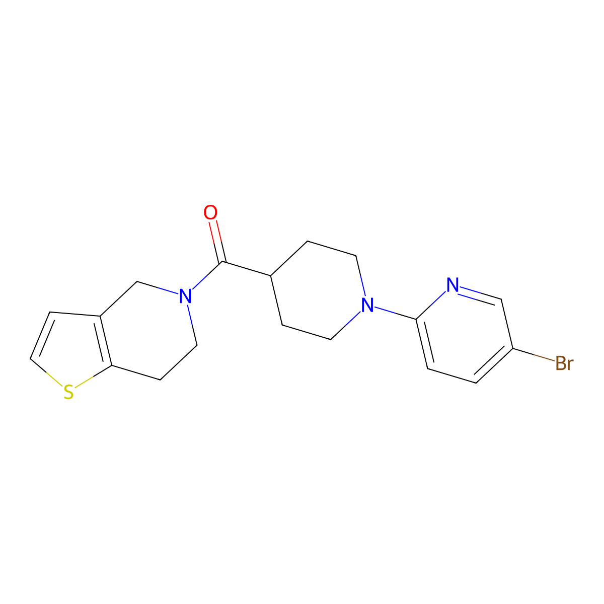 5-bromo-2-(4-{4H,5H,6H,7H-thieno[3,2-c]pyridine-5-carbonyl}piperidin-1-yl)pyridine molecular structure, CAS 2964540-95-0
