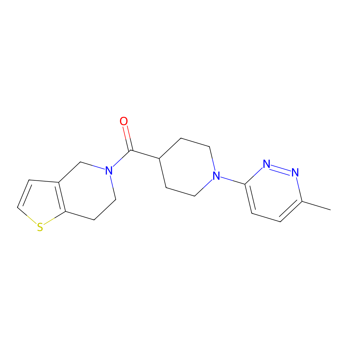 3-methyl-6-(4-{4H,5H,6H,7H-thieno[3,2-c]pyridine-5-carbonyl}piperidin-1-yl)pyridazine molecular structure, CAS 2964741-18-0