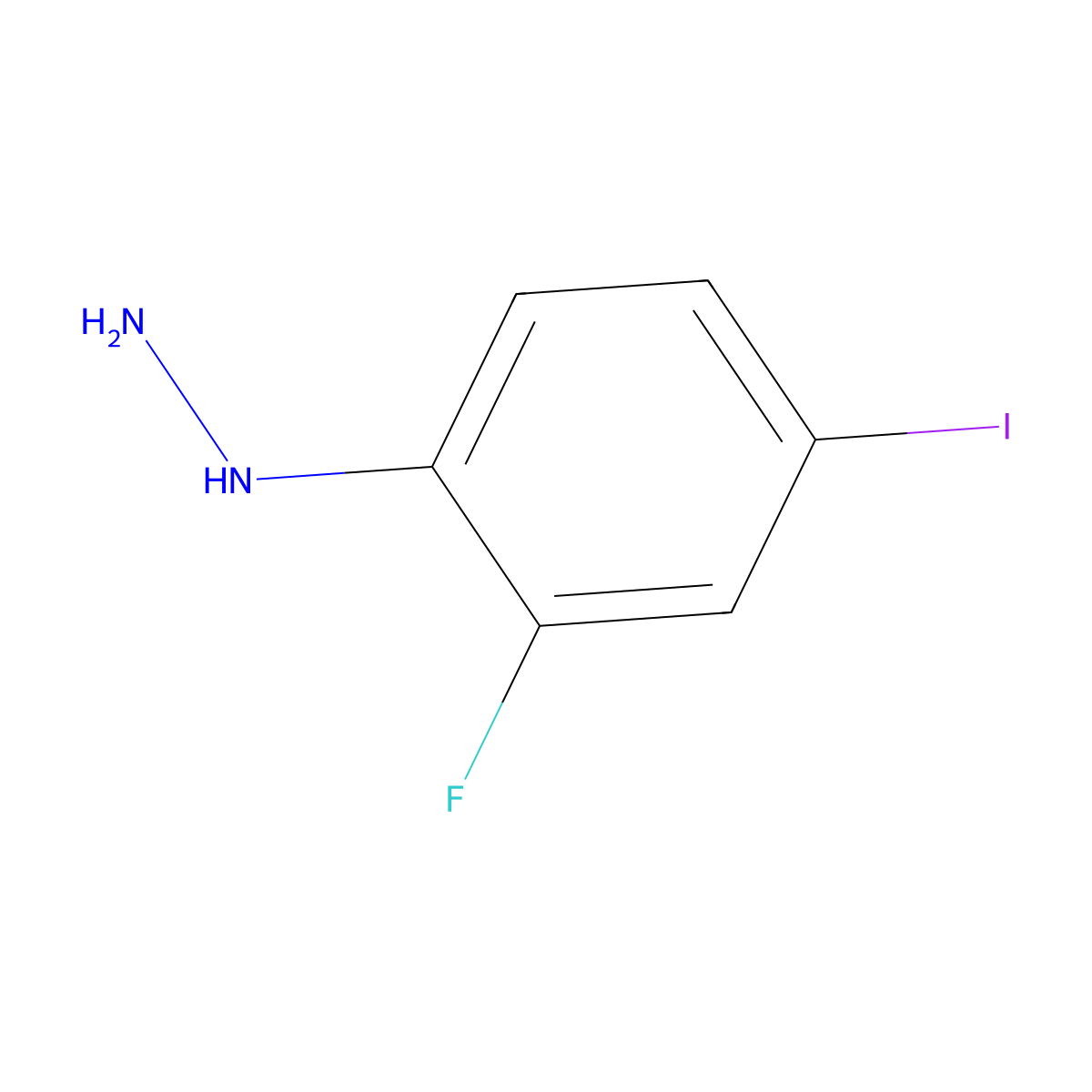 (2-Fluoro-4-iodophenyl)hydrazine molecular structure, CAS 29654-11-3