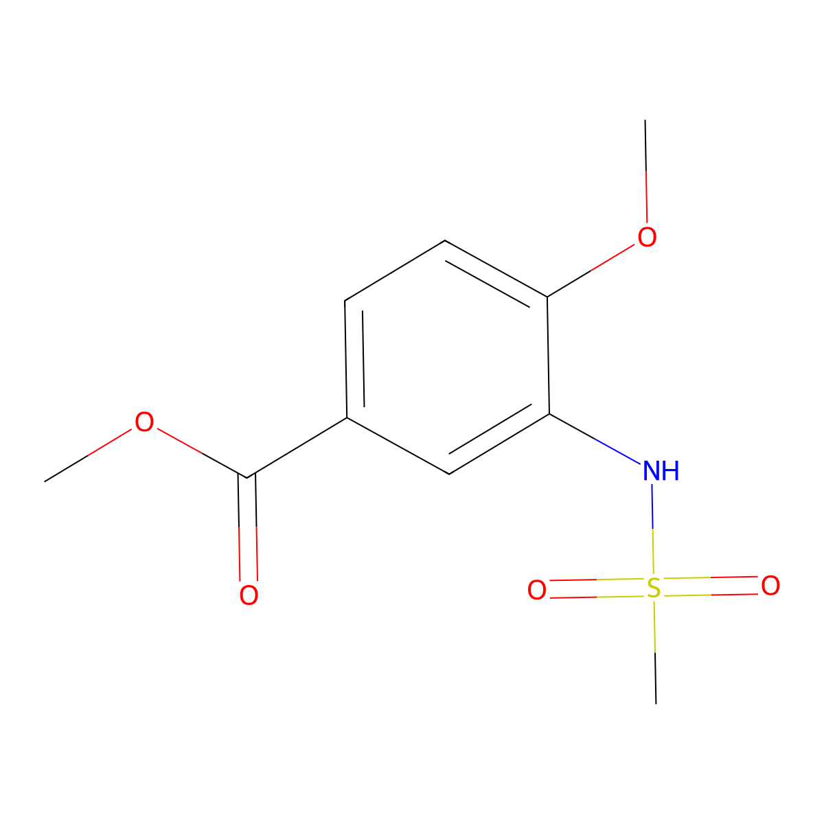 Methyl 4-methoxy-3-[(methylsulfonyl)amino]benzoate molecular structure, CAS 29655-68-3
