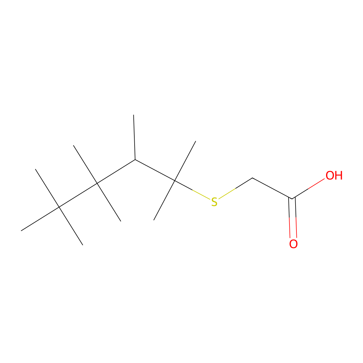 [(2,3,4,4,5,5-Hexamethylhexan-2-yl)sulfanyl]acetic acid molecular structure, CAS 29657-33-8