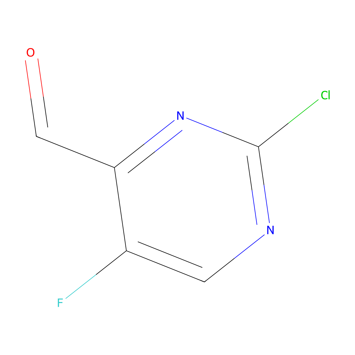 2-Chloro-5-fluoropyrimidine-4-carbaldehyde molecular structure, CAS 2965711-20-8