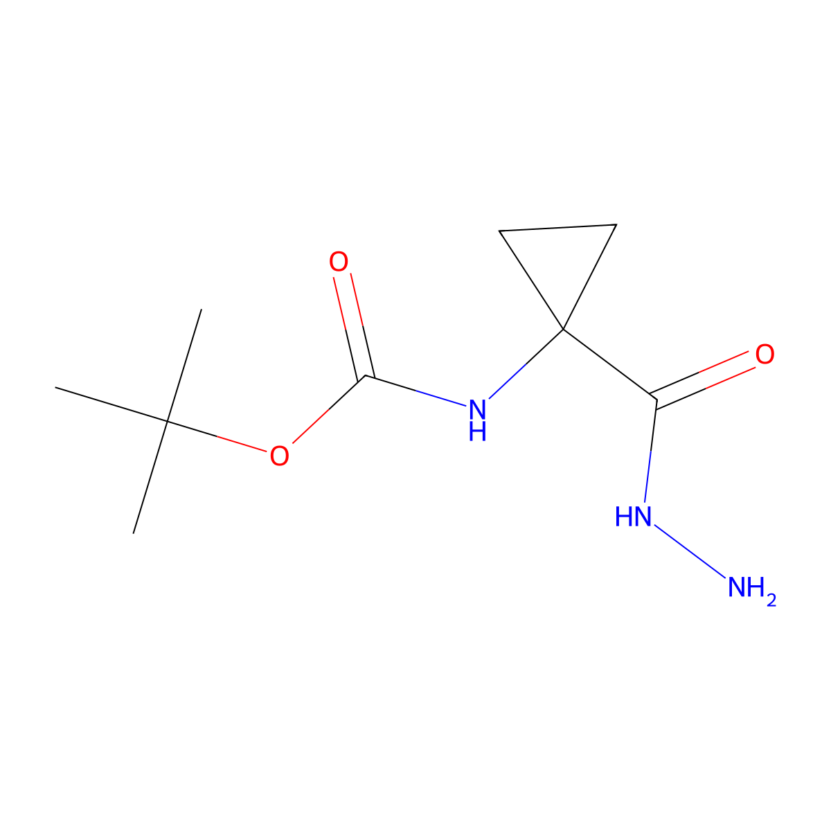 tert-butyl N-[1-(hydrazinecarbonyl)cyclopropyl]carbamate molecular structure, CAS 2966056-63-1