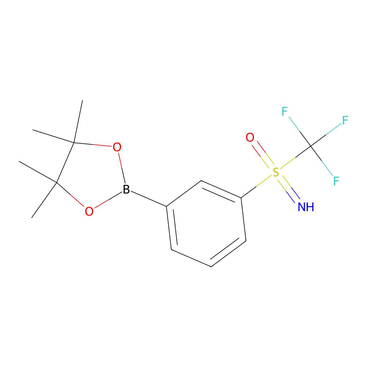 Imino(3-(4,4,5,5-tetramethyl-1,3,2-dioxaborolan-2-yl)phenyl)(trifluoromethyl)-l6-sulfanone molecular structure, CAS 2966063-94-3