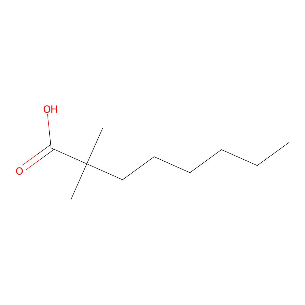 2,2-Dimethyloctanoic acid molecular structure, CAS 29662-90-6