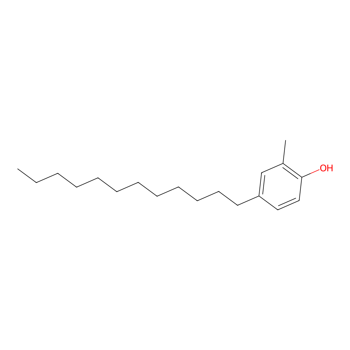 4-Dodecyl-2-methylphenol molecular structure, CAS 29665-59-6