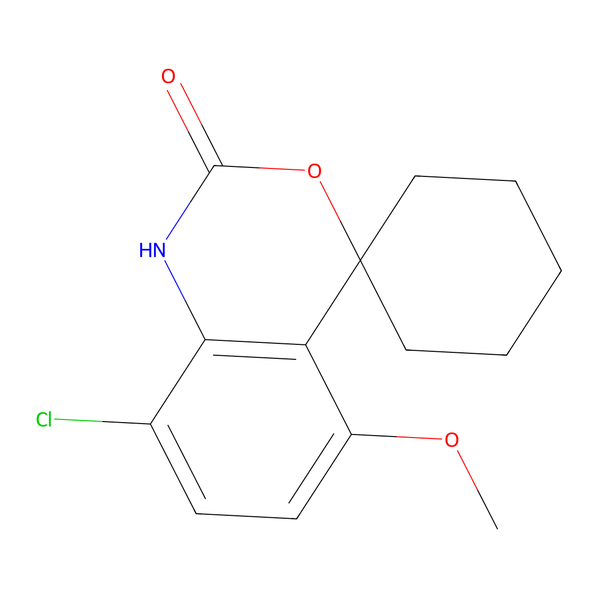 8-chloro-5-methoxyspiro[benzo[d][1,3]oxazine-4,1'-cyclohexan]-2(1H)-one molecular structure, CAS 2966582-62-5