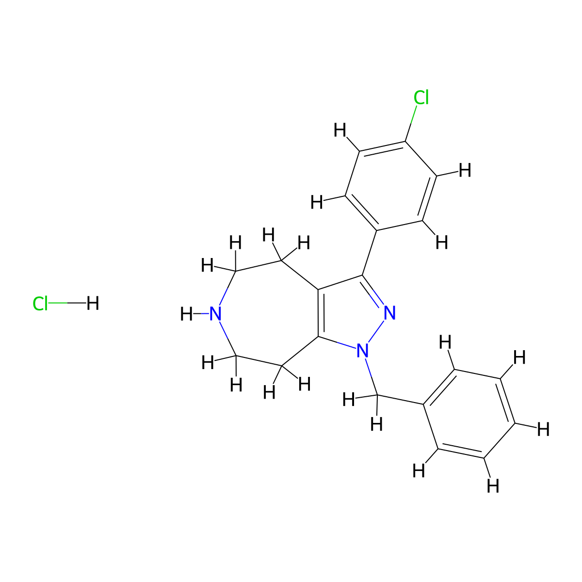 1-Benzyl-3-(4-chlorophenyl)-1,4,5,6,7,8-hexahydropyrazolo[3,4-d]azepine hydrochloride molecular structure, CAS 2966773-32-8