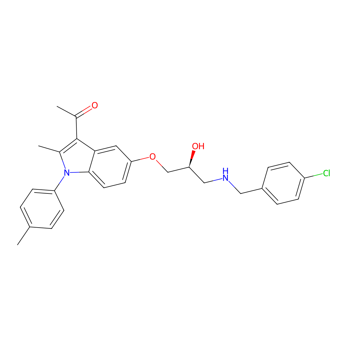 (S)-1-(5-(3-((4-chlorobenzyl)amino)-2-hydroxypropoxy)-2-methyl-1-(p-tolyl)-1H-indol-3-yl)ethan-1-one molecular structure, CAS 2966773-45-3