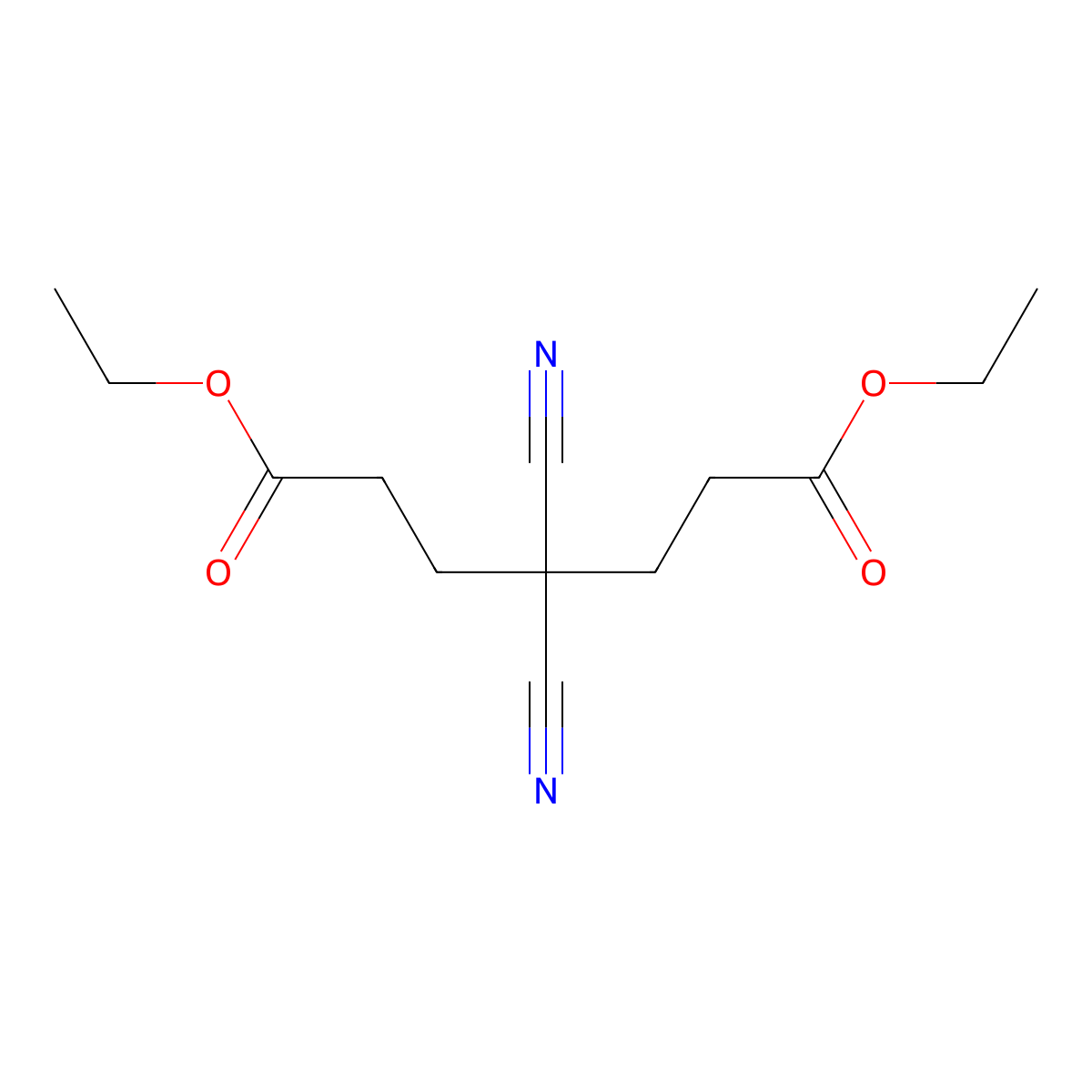 Diethyl 4,4-dicyanoheptanedioate molecular structure, CAS 29668-96-0