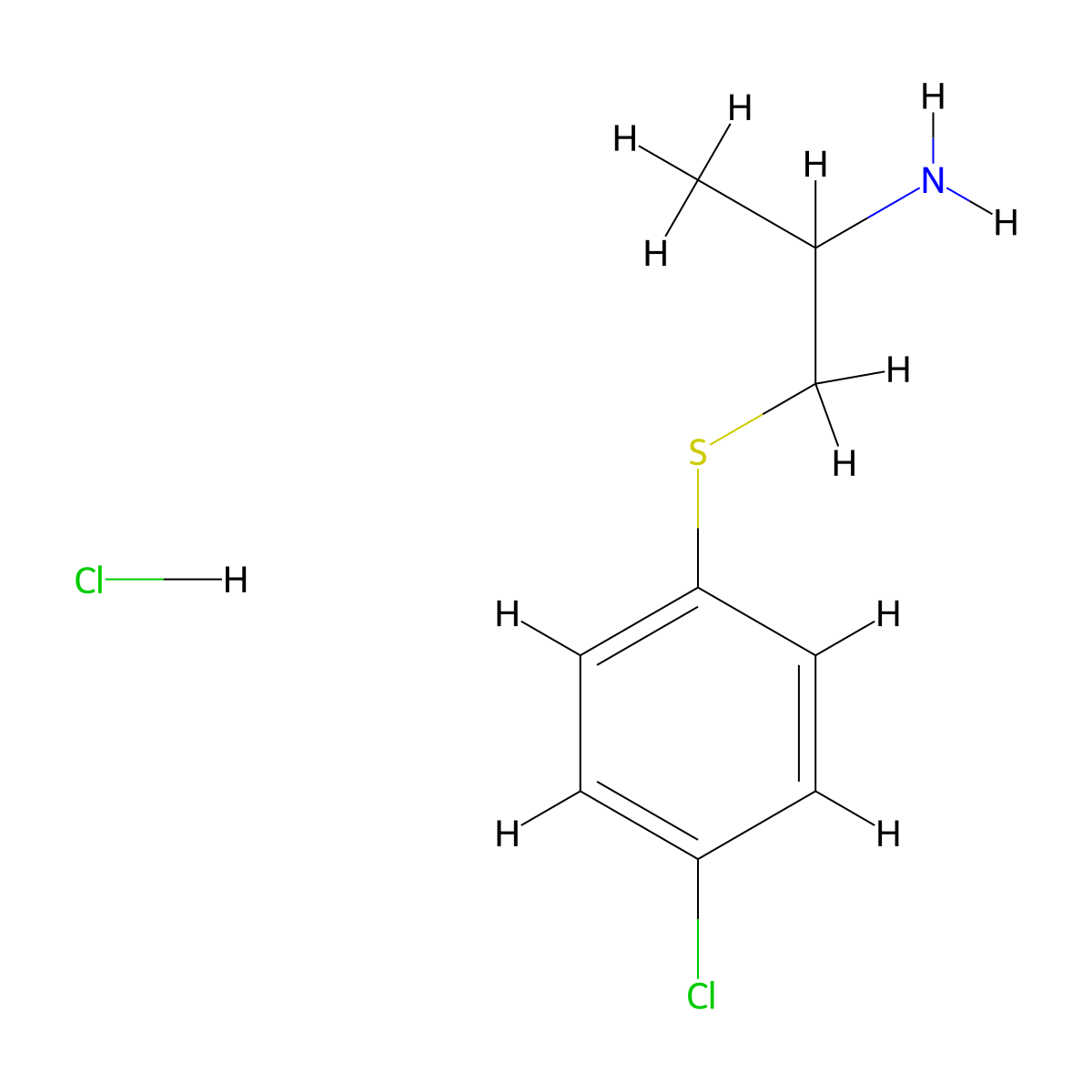 2-Propanamine, 1-((4-chlorophenyl)thio)-, hydrochloride molecular structure, CAS 29670-17-5