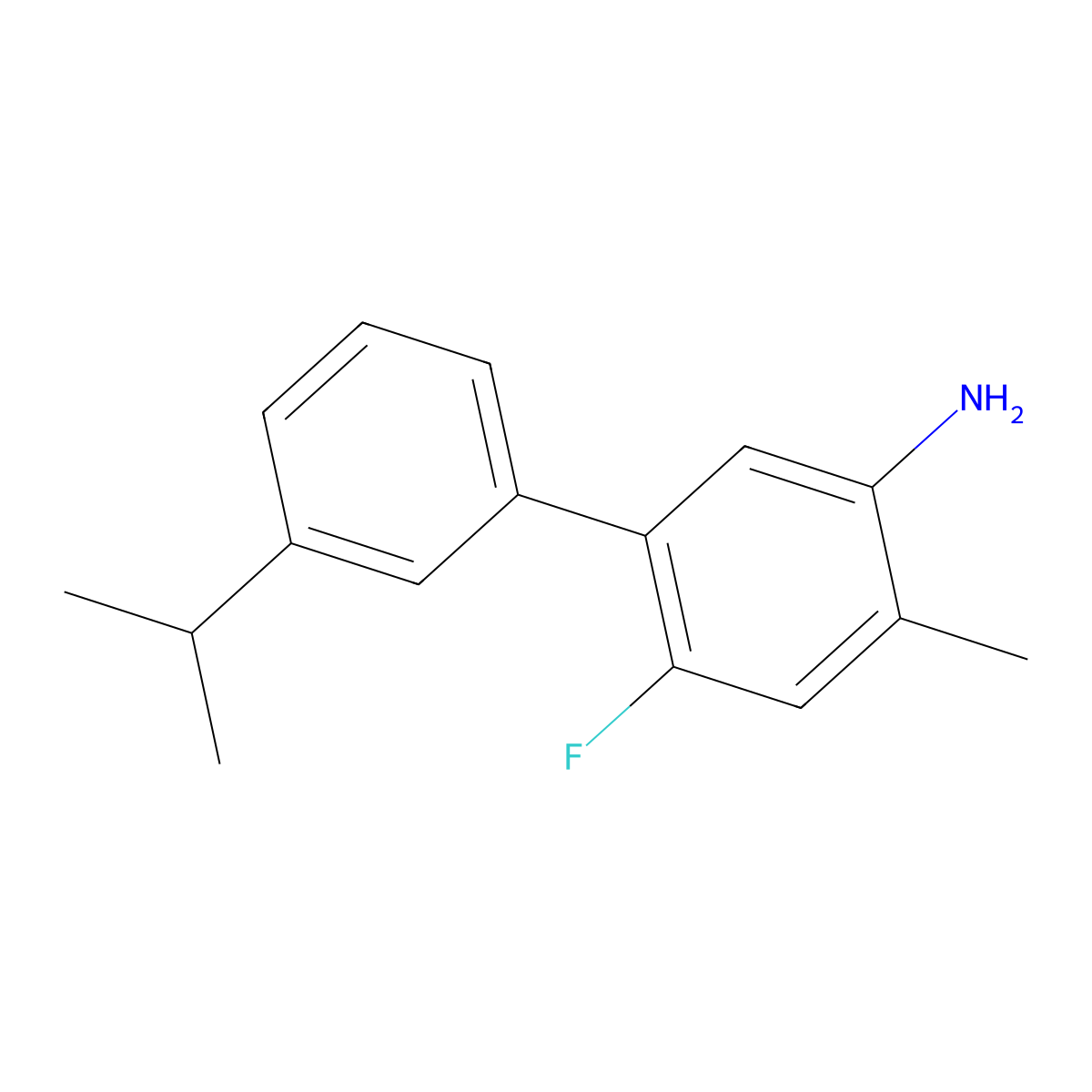 6-Fluoro-3'-isopropyl-4-methyl-[1,1'-biphenyl]-3-amine molecular structure, CAS 2967011-15-8