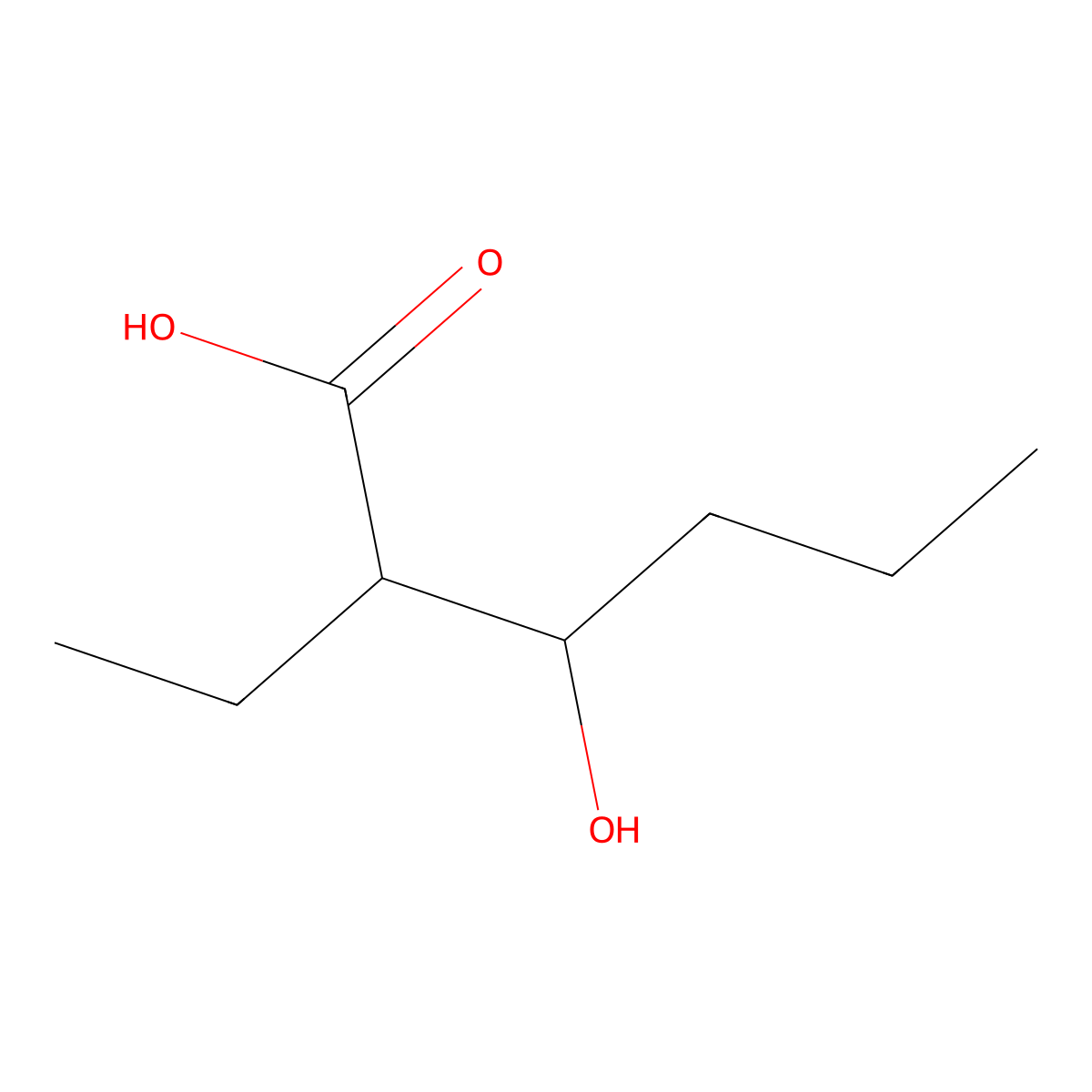 2-Ethyl-3-hydroxyhexanoic acid molecular structure, CAS 29671-57-6