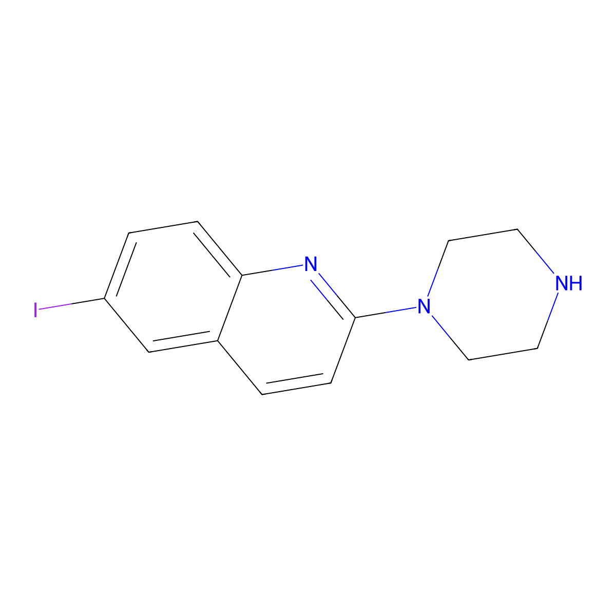 6-Iodo-2-piperazin-1-yl-quinoline molecular structure, CAS 296759-25-6