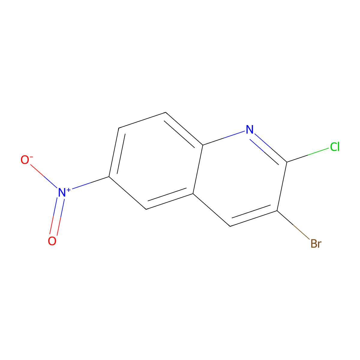 3-Bromo-2-chloro-6-nitroquinoline molecular structure, CAS 296759-32-5
