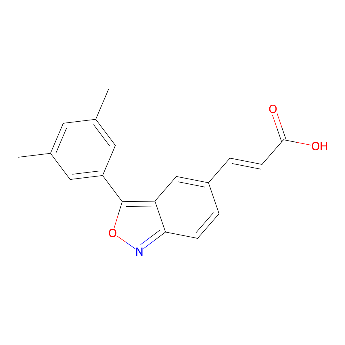 (E)-3-[3-(3,5-dimethylphenyl)-2,1-benzoxazol-5-yl]prop-2-enoic acid molecular structure, CAS 2967647-41-0