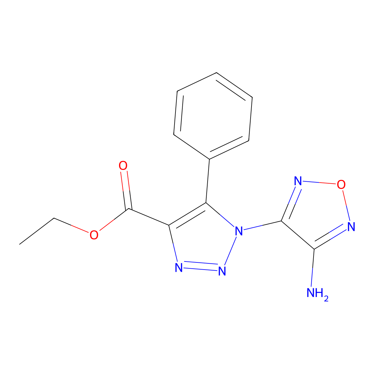 ethyl 1-(4-amino-1,2,5-oxadiazol-3-yl)-5-phenyl-1H-1,2,3-triazole-4-carboxylate molecular structure, CAS 296769-60-3