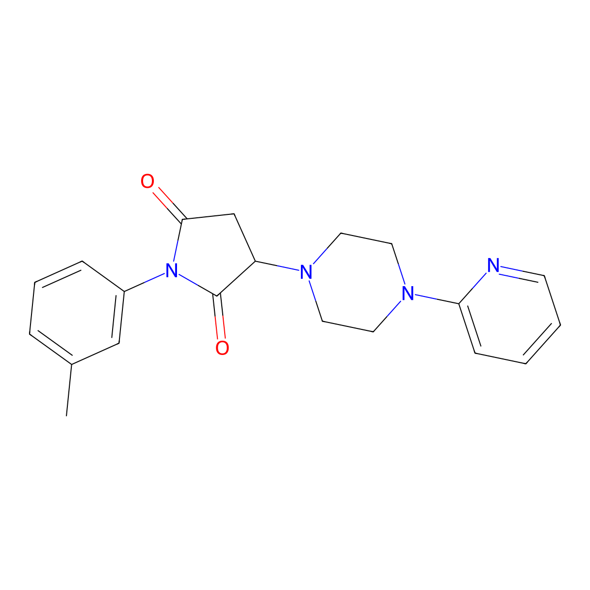 1-(3-Methylphenyl)-3-[4-(pyridin-2-yl)piperazin-1-yl]pyrrolidine-2,5-dione molecular structure, CAS 296769-62-5