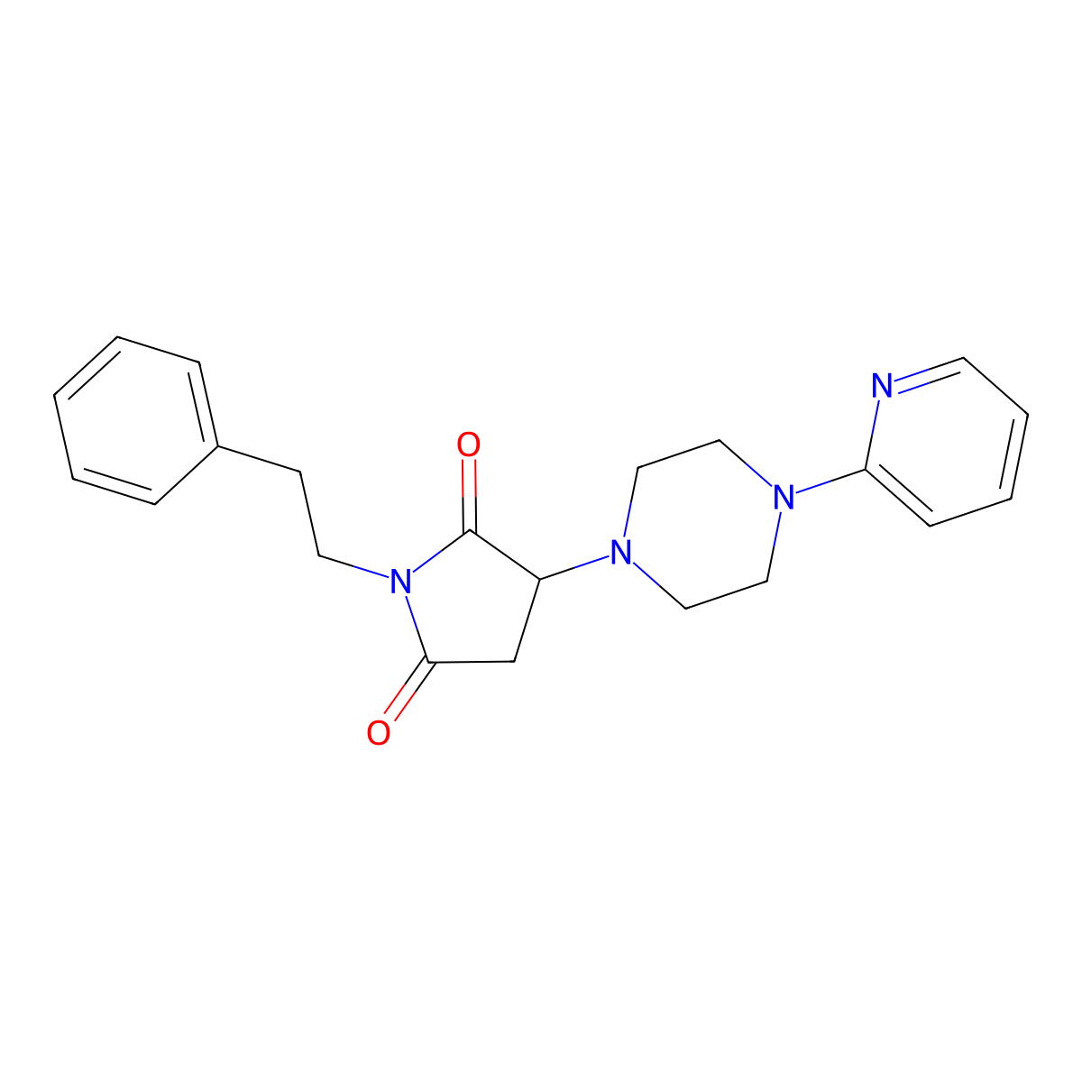 1-(2-Phenylethyl)-3-[4-(pyridin-2-yl)piperazin-1-yl]pyrrolidine-2,5-dione molecular structure, CAS 296769-66-9