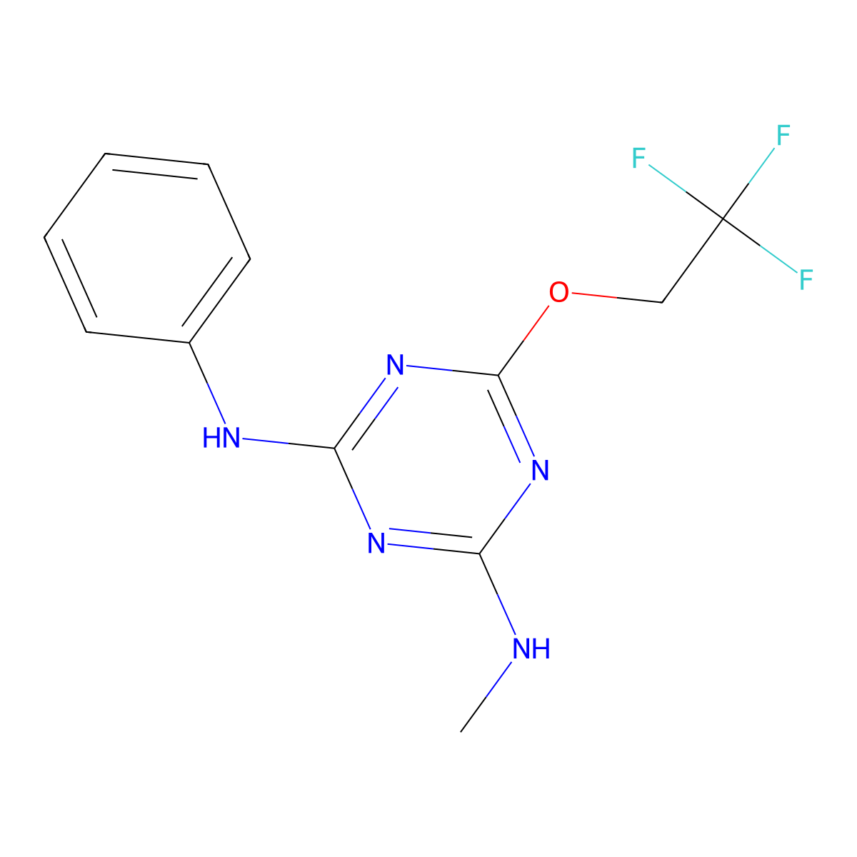 N-methyl-N'-phenyl-6-(2,2,2-trifluoroethoxy)-1,3,5-triazine-2,4-diamine molecular structure, CAS 296769-69-2