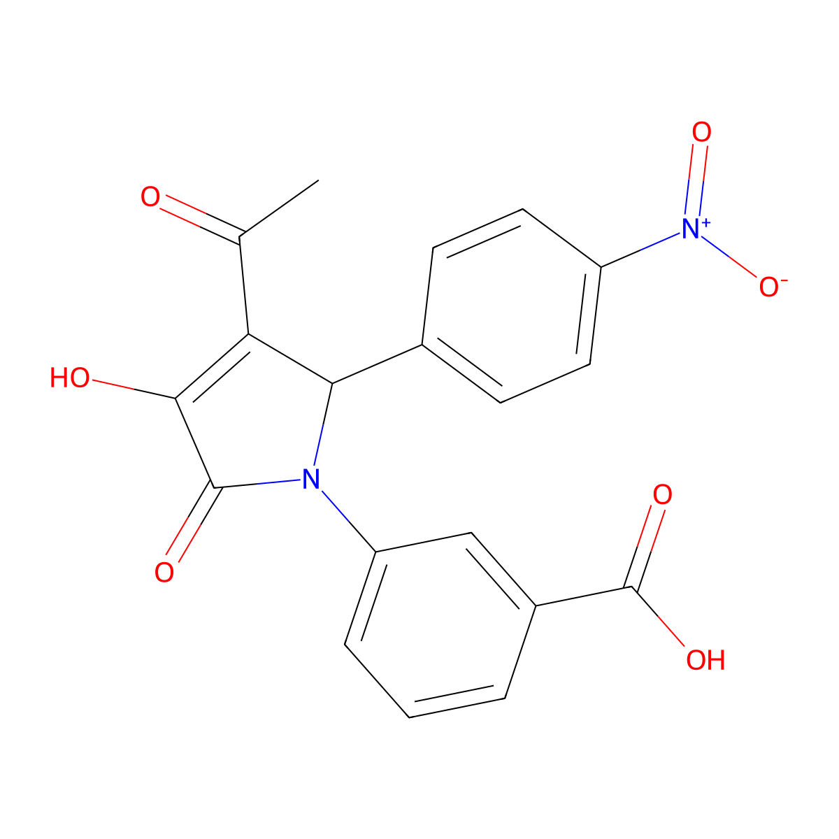 3-[3-acetyl-4-hydroxy-2-(4-nitrophenyl)-5-oxo-2H-pyrrol-1-yl]benzoic Acid molecular structure, CAS 296769-96-5