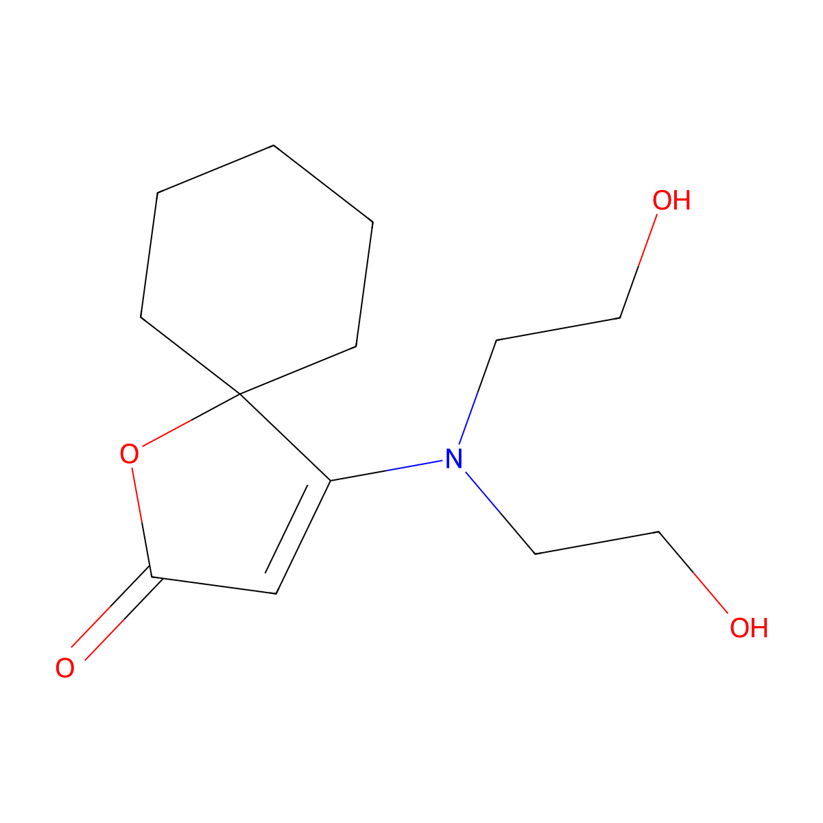 4-[Bis(2-hydroxyethyl)amino]-1-oxaspiro[4.5]dec-3-en-2-one molecular structure, CAS 296770-16-6