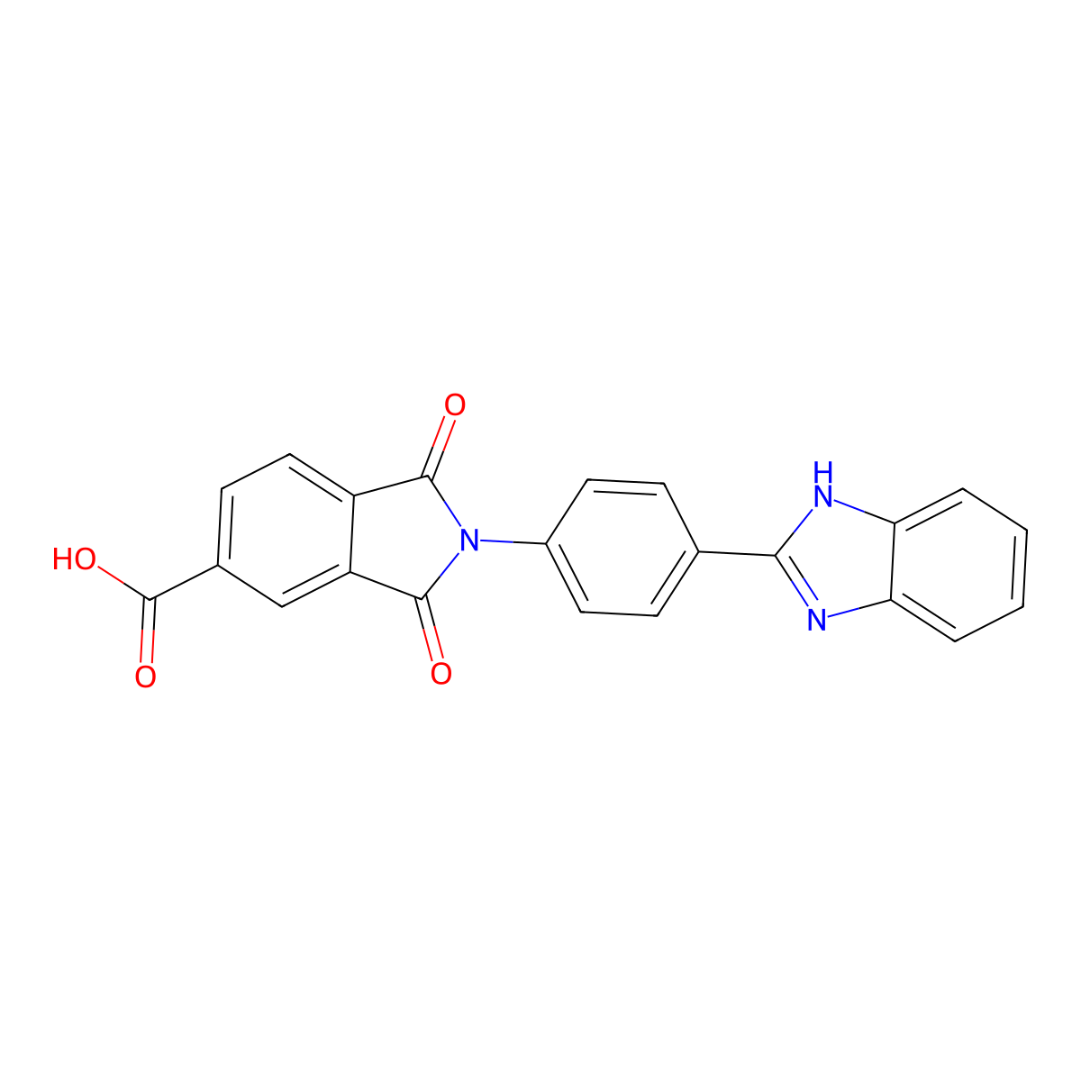 2-[4-(1H-benzimidazol-2-yl)phenyl]-1,3-dioxo-2,3-dihydro-1H-isoindole-5-carboxylic acid molecular structure, CAS 296770-25-7