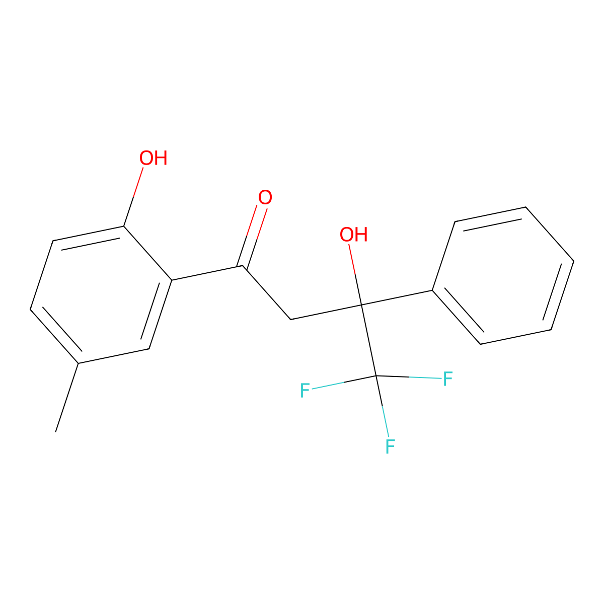 4,4,4-Trifluoro-3-hydroxy-1-(2-hydroxy-5-methylphenyl)-3-phenylbutan-1-one molecular structure, CAS 296770-46-2