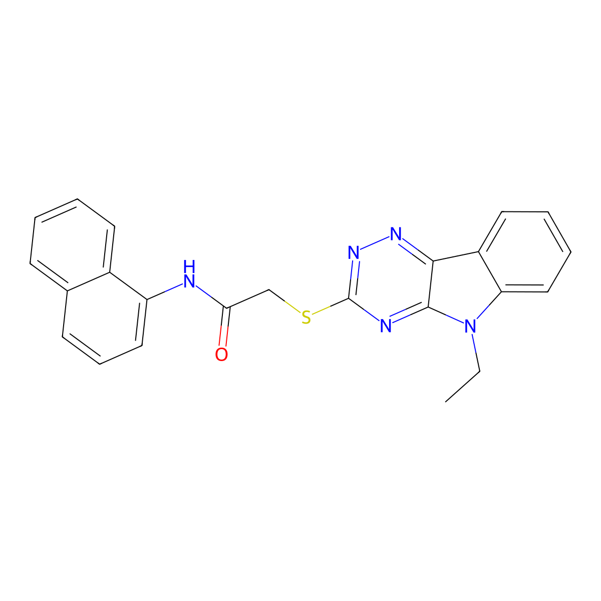 2-[(5-ethyl-[1,2,4]triazino[5,6-b]indol-3-yl)sulfanyl]-N-naphthalen-1-ylacetamide molecular structure, CAS 296770-73-5