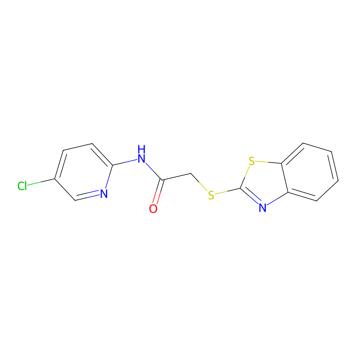 2-(1,3-benzothiazol-2-ylsulfanyl)-N-(5-chloropyridin-2-yl)acetamide molecular structure, CAS 296770-75-7