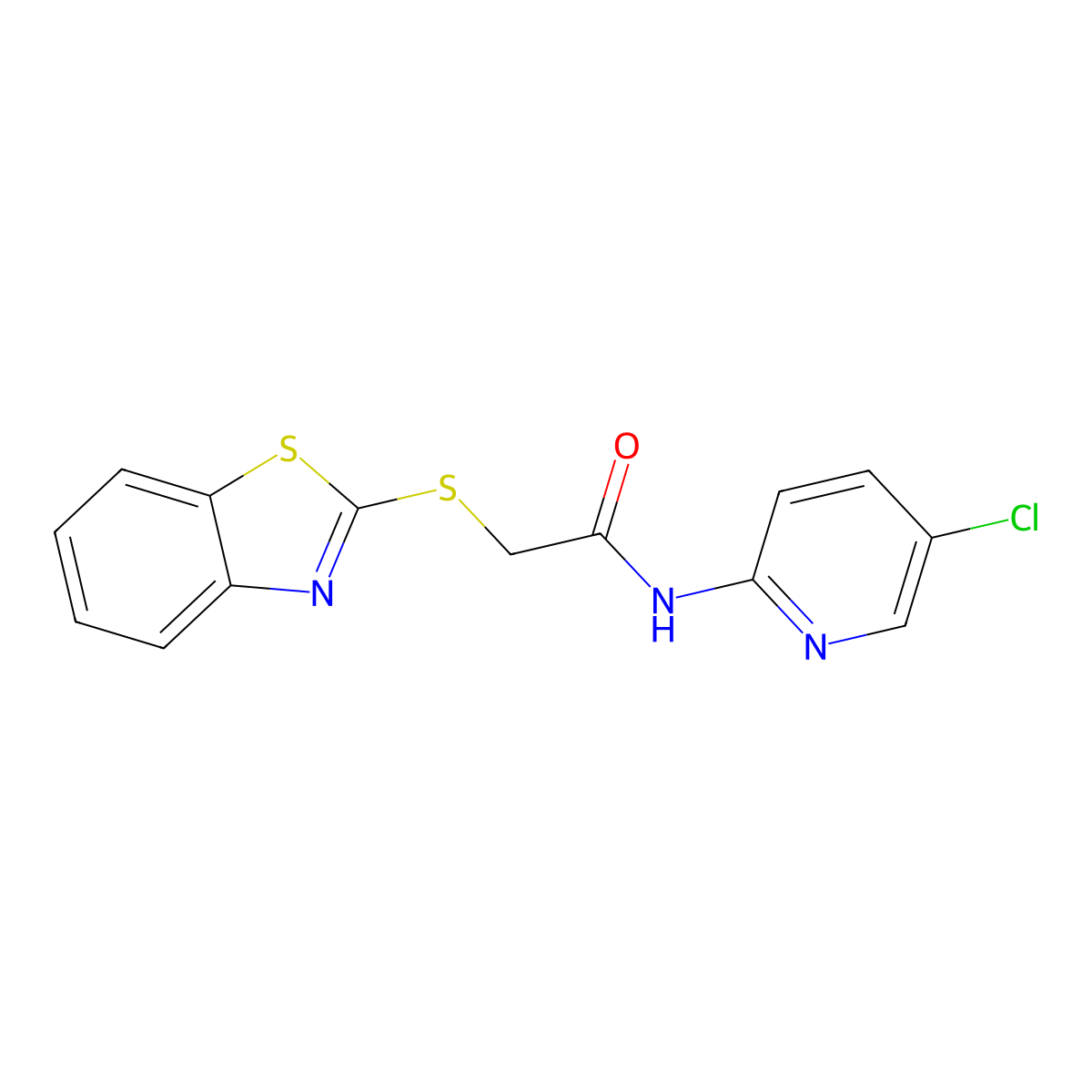 2-(1,3-benzothiazol-2-ylsulfanyl)-N-(5-chloropyridin-2-yl)acetamide molecular structure, CAS 296770-75-7
